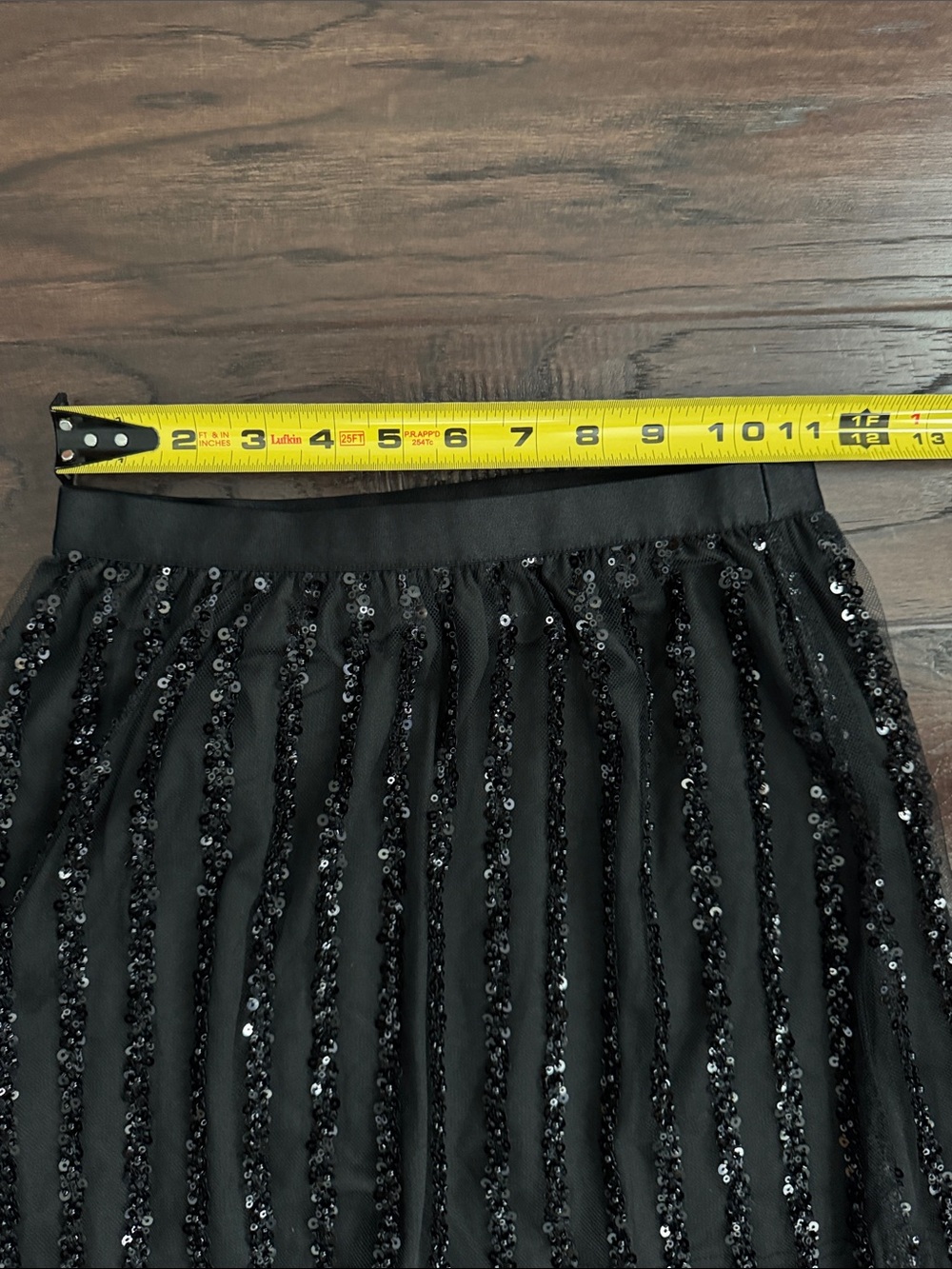 Black Sequin Stripe Mini/Maxi Skirt - Women's XS  Elegant Evening Skirt - Picture 2 of 5